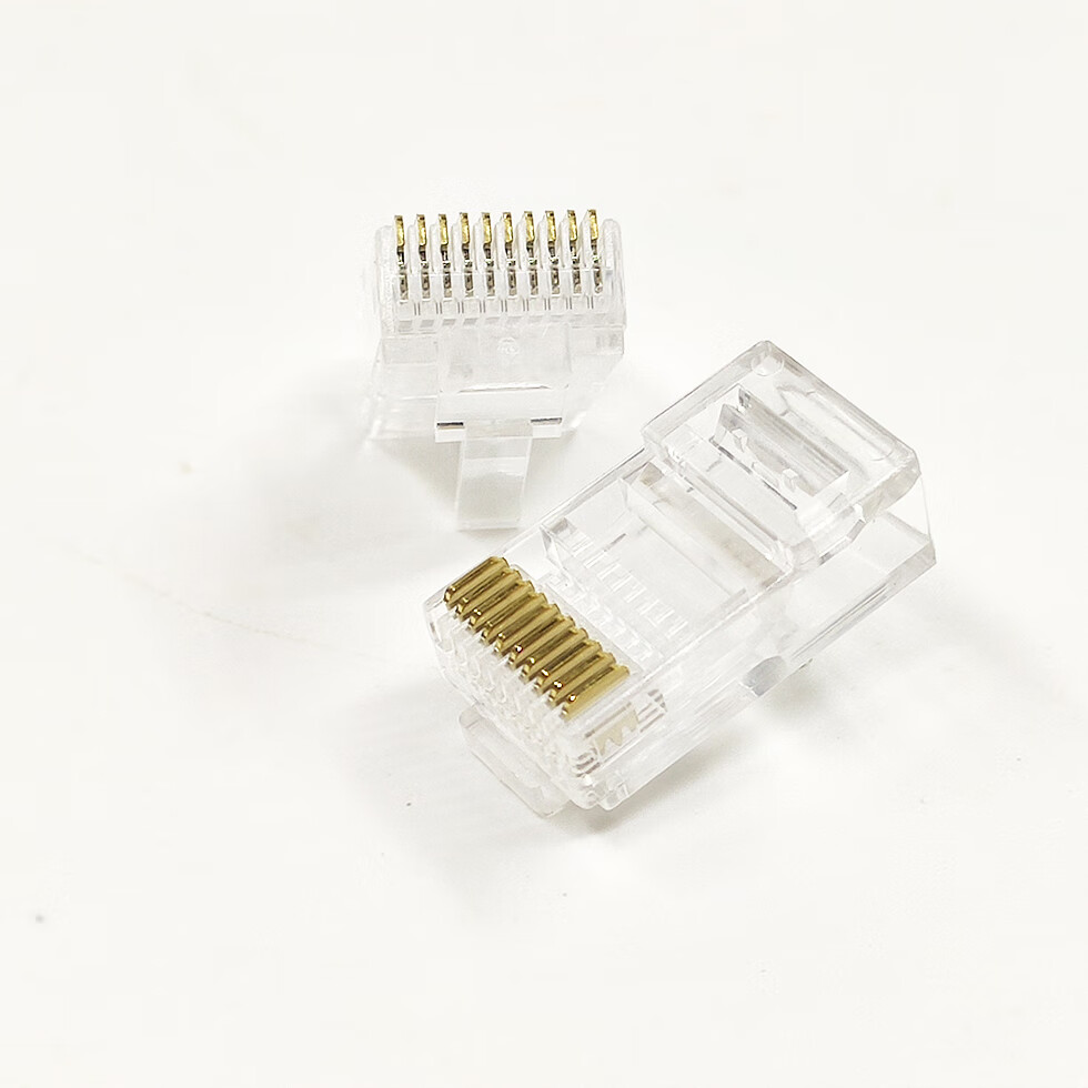 10p10c网络水晶头十芯rj48接头扫描枪大三叉纯铜镀金10p水晶头莱菁栎
