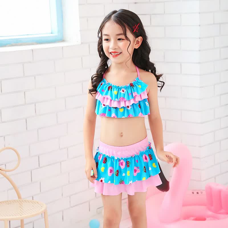 儿童泳衣女孩女童宝宝中大童小童分体公主裙式韩国女学生小孩泳装