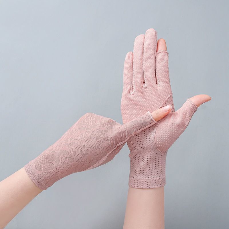 露二指防晒半指手套女夏季冰丝开车骑车防滑薄短款防滑d1b