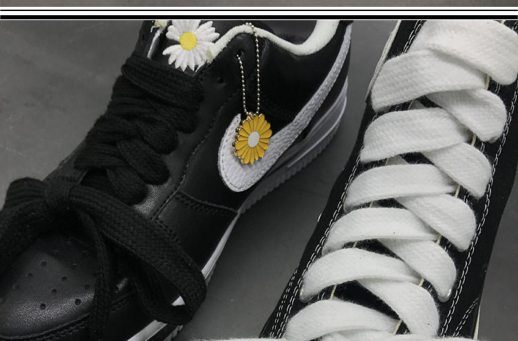 适配耐克空军1号ajaf1联名同款小雏菊缺口黑白色潮流男女加宽反系鞋带