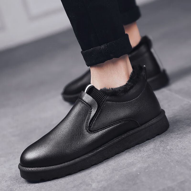 男生面包鞋男冬季暖鞋大棉二棉鞋冬季加绒保暖鞋子男士棉鞋皮面防水