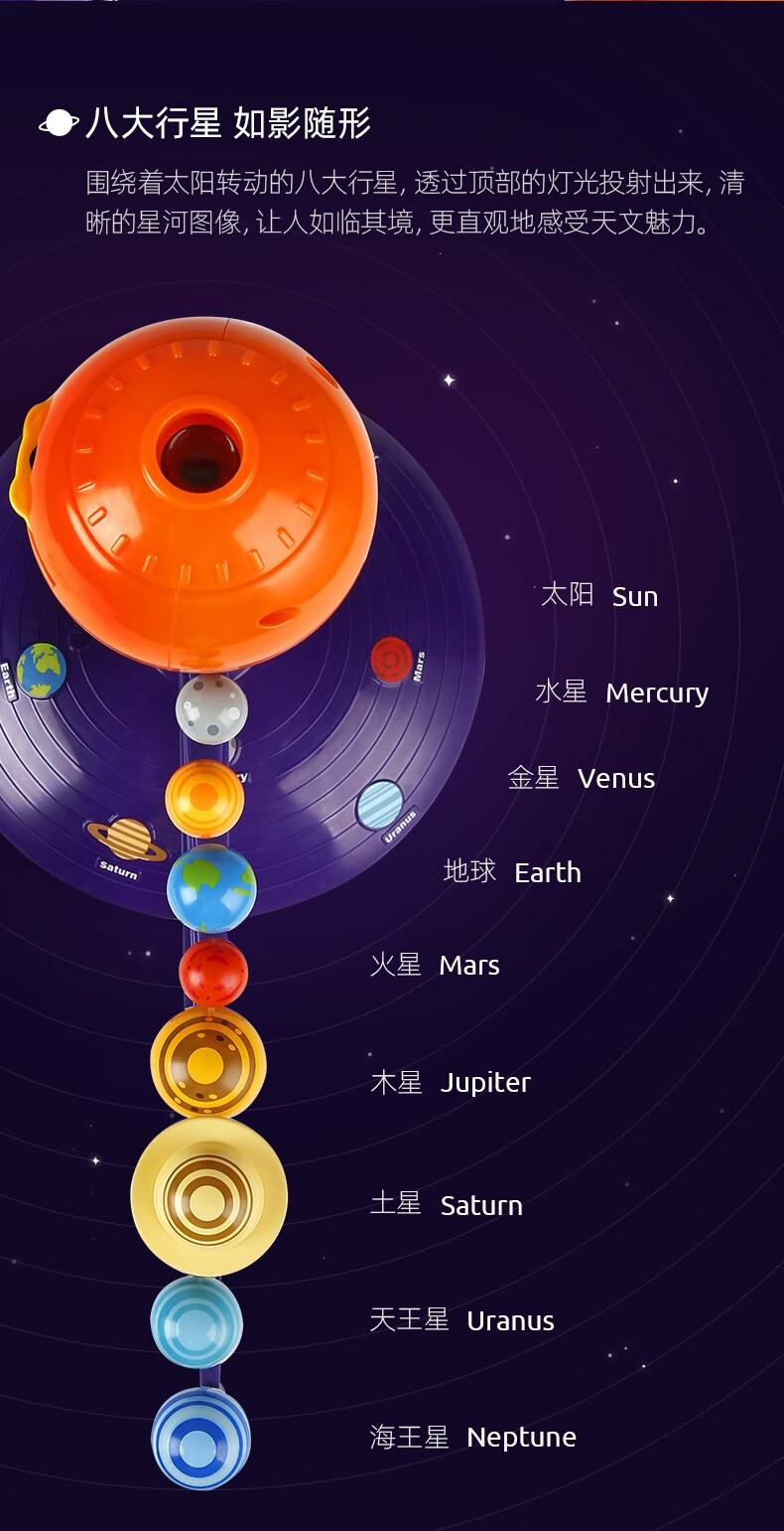 【现货速发】太阳系九大行星模型 stem太阳系语音投影行星仪模型天文