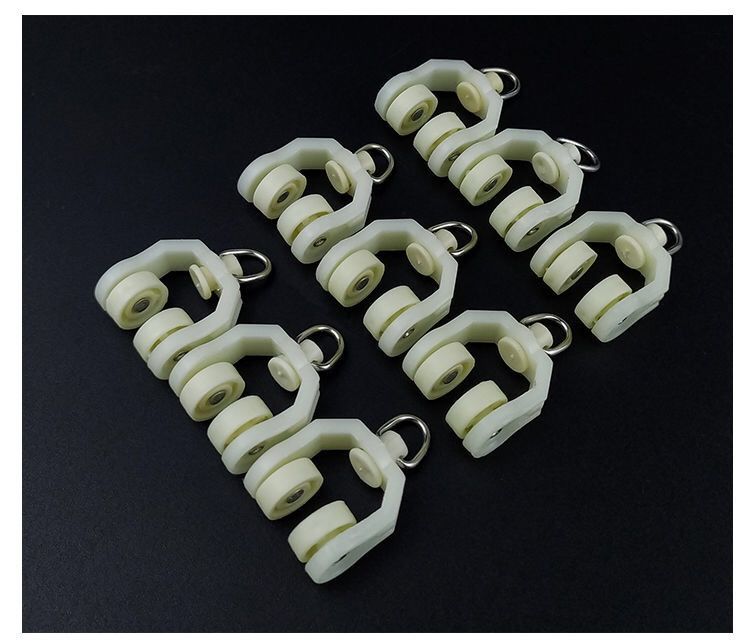 定制老式工字轨道通用窗帘滑轮轨道配件挂钩环滑轨老式欧式中弯轮欧式