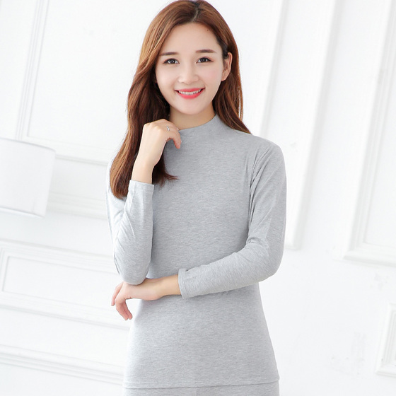 37恒温浪莎langsha秋衣女士棉质彩条纹上衣基础棉毛衫线衣薄款保暖