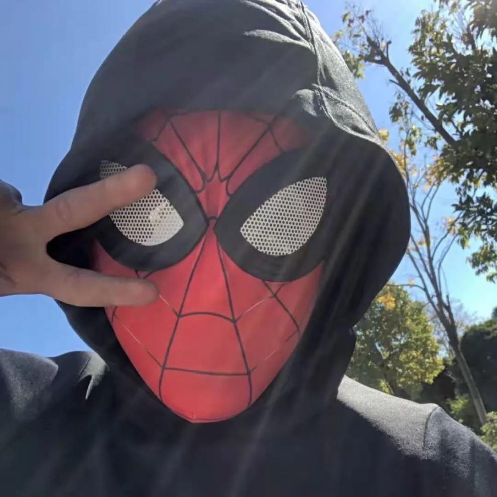 万代bandai超凡蜘蛛侠头套可动眼面具同款眼睛可动儿童黑色搞怪死侍