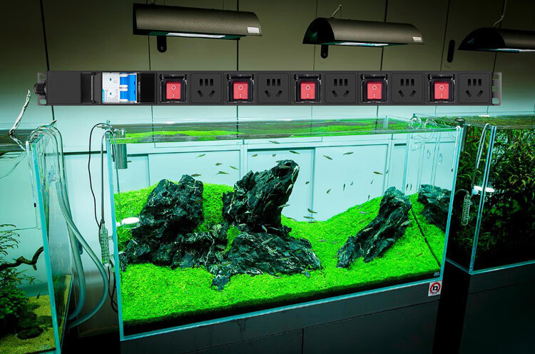 多功能分控水族箱鱼缸插排pdu机柜插座独立开关拖接线板定制空开总控3