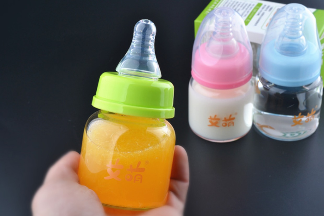 2支装新生儿标准口径玻璃小奶瓶塑料pp奶瓶迷你宝宝喝果汁水60ml蓝色