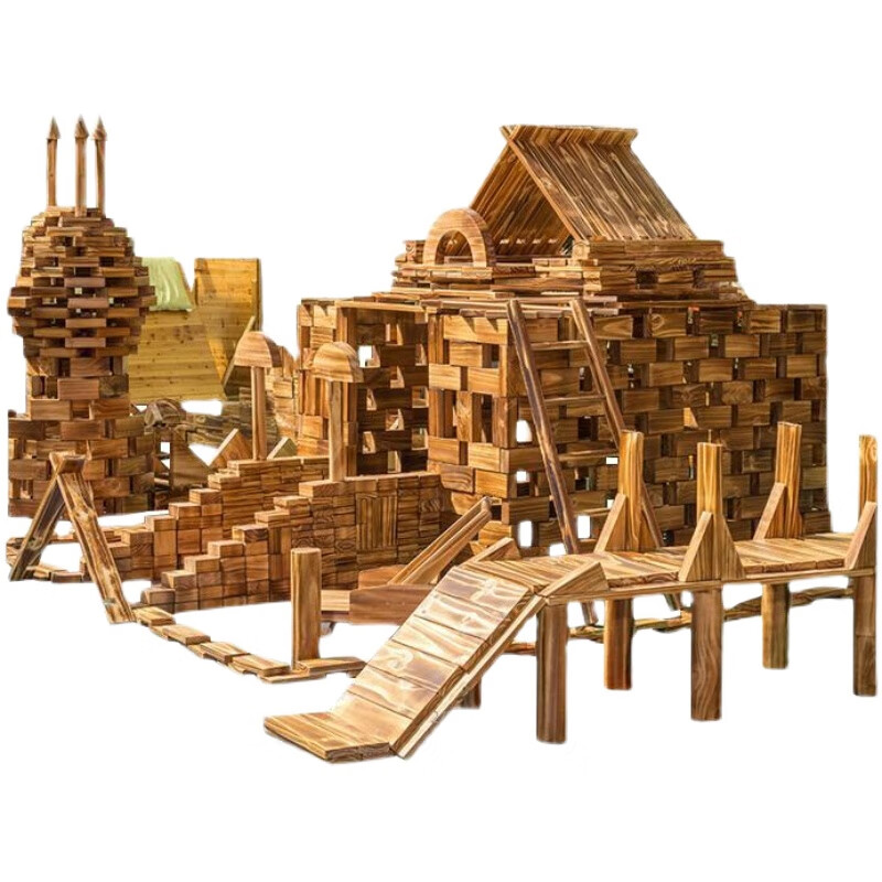 适用于定制6015幼儿园碳化积木安吉户外游戏大型大实木建构碳烧大