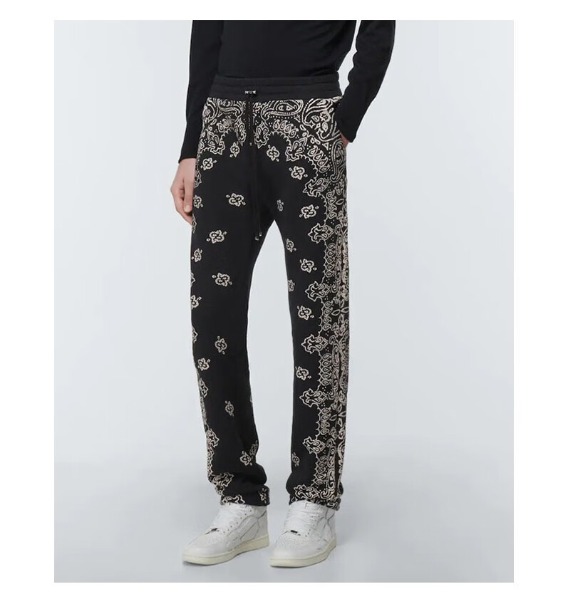 amiri 棉质针织班丹纳花绸运动裤p00691936 黑色 xs【图片 价格 品牌