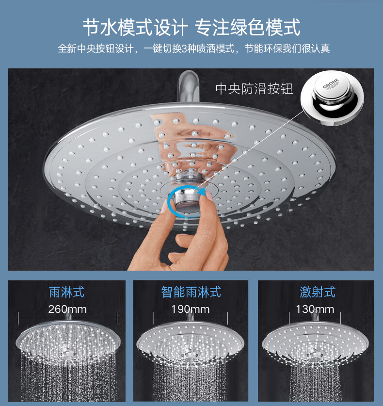 grohe德国高仪260mm顶喷一体式恒温花洒淋浴套装家用淋浴原装进口