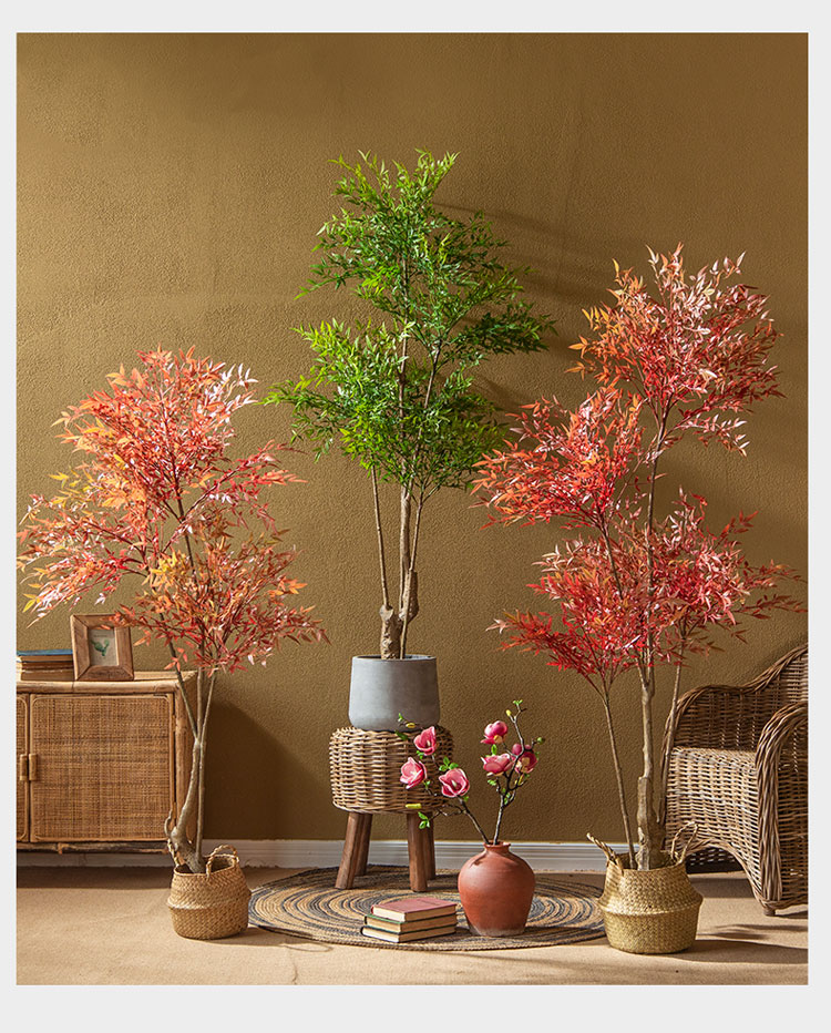 北欧风仿真南天竹植物盆栽仿生绿植室内客厅落地假树装饰摆件绿色140