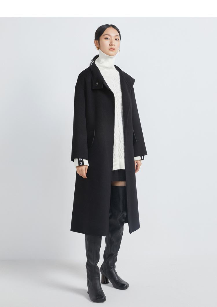 seasonwind季候风毛呢大衣女装设计师2021冬装新款长袖百搭外套中长款