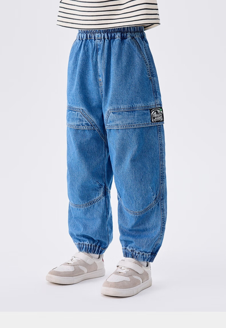 M.Latin Children's Clothing, Spring 2025 New Style, Boys' Preppy American Workwear Patchwork Woven Denim Jeans 7