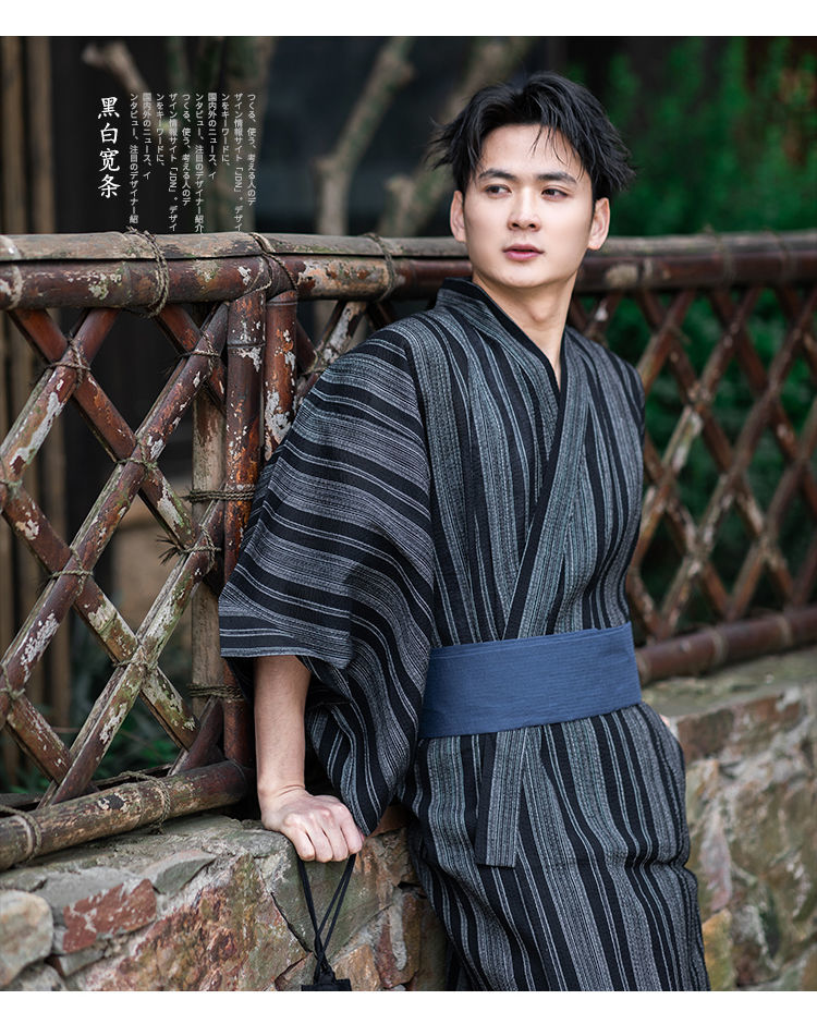 谏子 夏季男传统浴衣日本长袍日式正装和服夏日祭写服装密室剧本 和服
