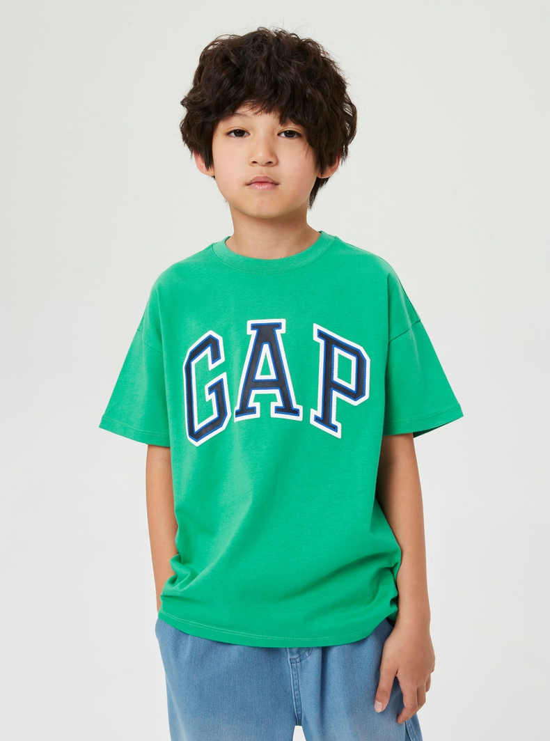 【亲肤】gap男女童logo印花纯棉t恤850572 夏季新款童装短袖上衣 白色