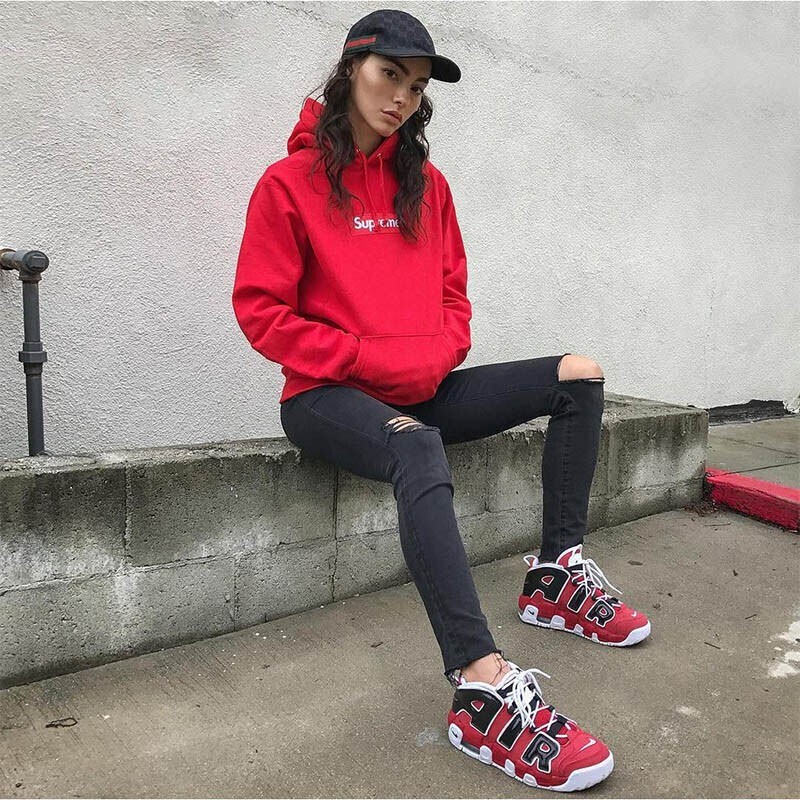 nike耐克airmoreuptempogs大air黑红皮蓬轻便耐磨缓震透气运动篮球鞋