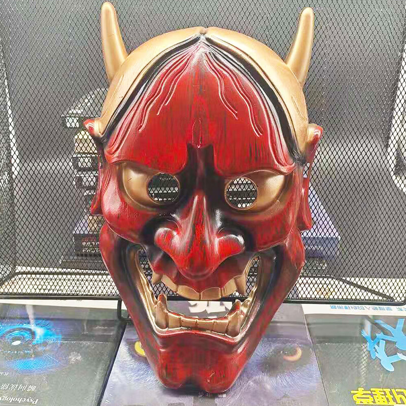 般若面具百鬼夜行兰陵王般若面具全脸cos男日本鬼武士鬼脸面具挂件