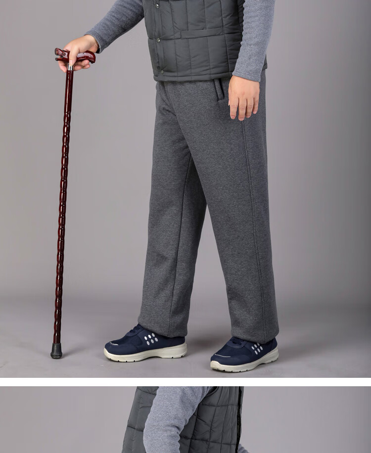 冬加绒加厚爸爸爷爷外穿棉裤宽松紧腰老人裤子老头老人家穿的50-60岁