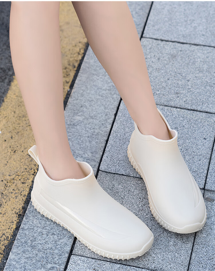 上班鞋女工作鞋子圆头厨房四季雨鞋女外穿水鞋加绒短筒雨靴耐磨厨房