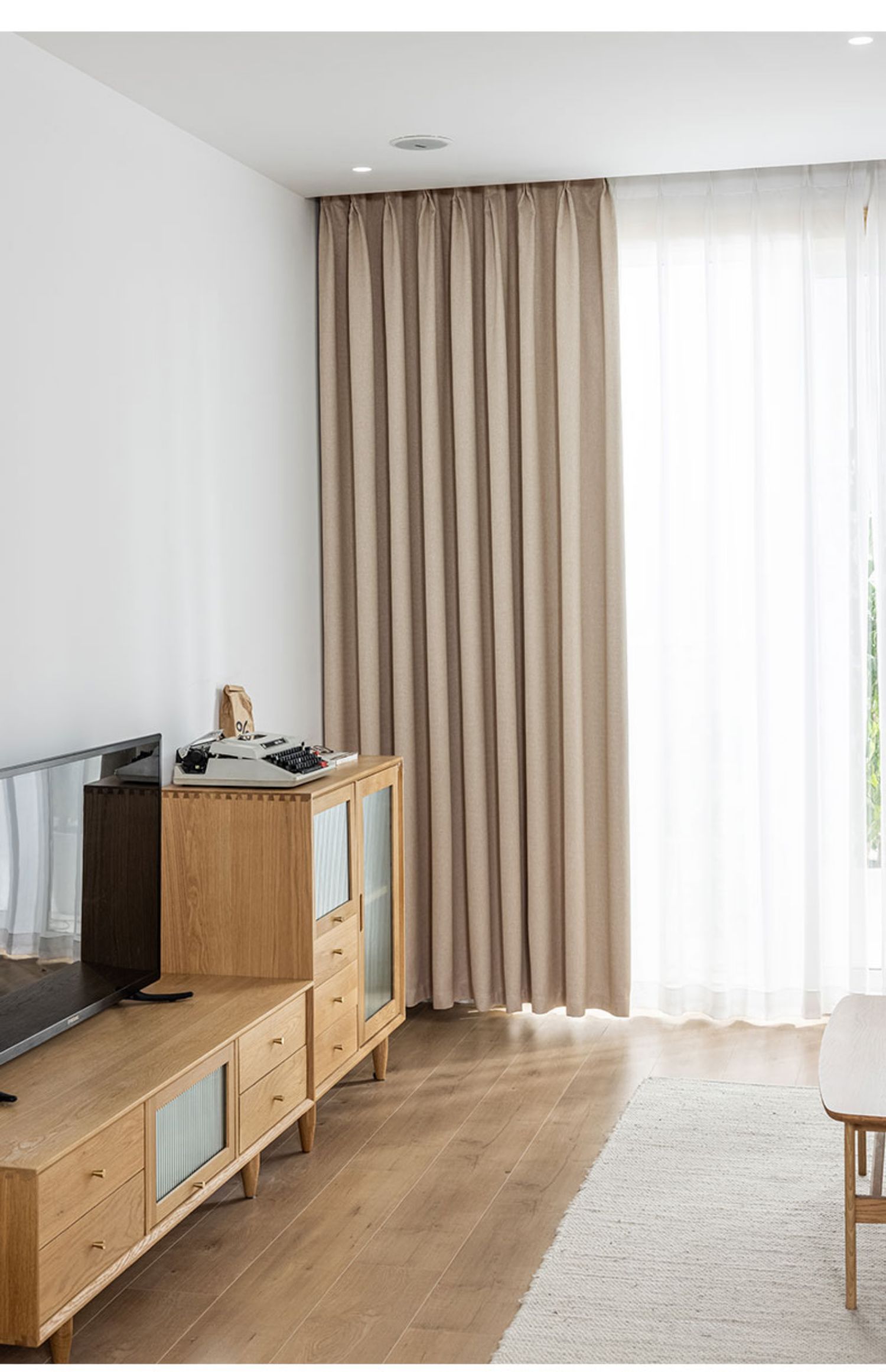 日式棉麻窗帘卧室高级感全遮光2021年新款客厅奶茶色油亚麻ins风珊瑚