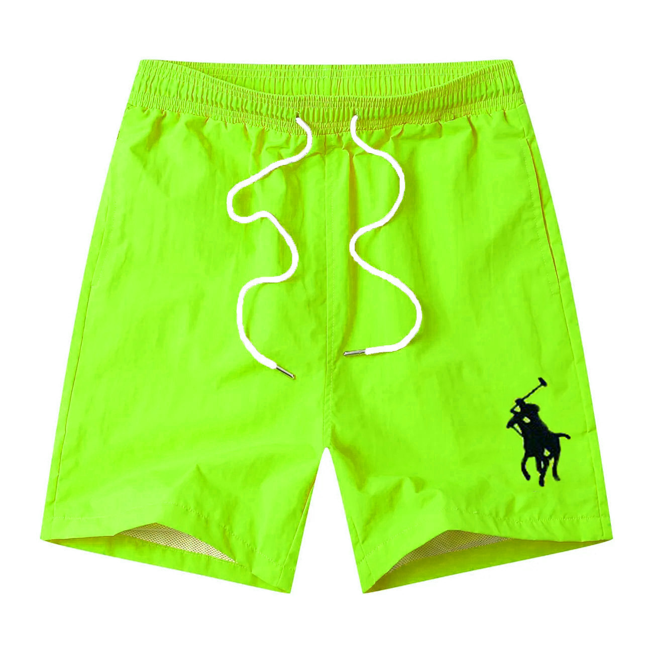 保罗短裤男装宽松沙滩裤夏季大码男士速干内网游泳休闲三分裤 绿色 l