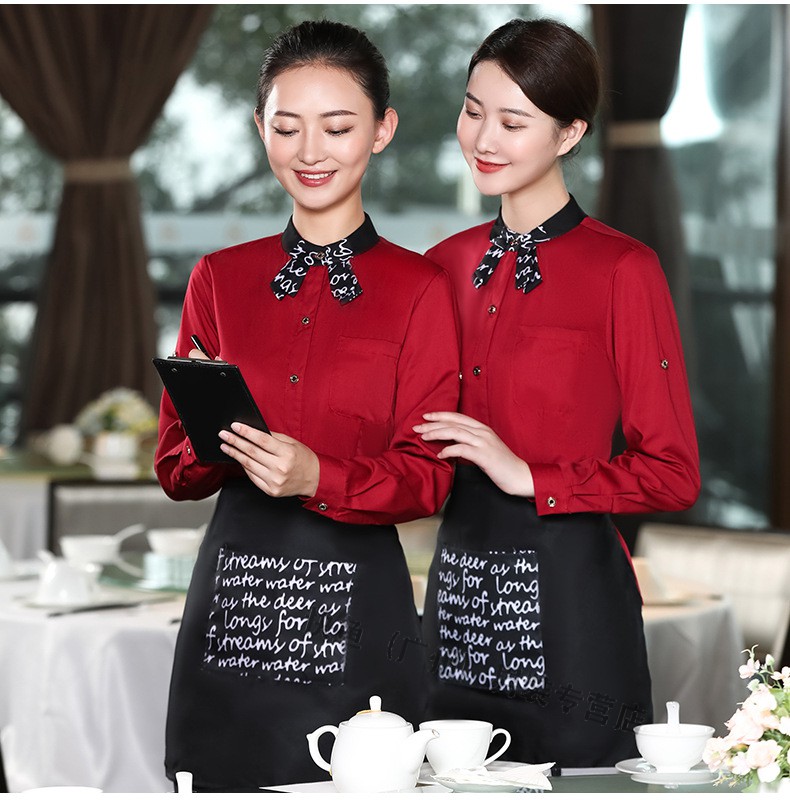 服务员工作服男女长袖制服酒店中餐厅餐饮饭店火锅店前厅接待收银服务