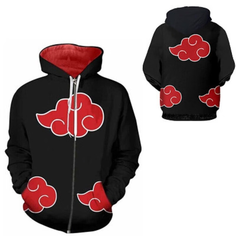 edi)火影衣服男卡卡西木叶服装拉链3d印花上衣长袖四代目联名外套卫衣