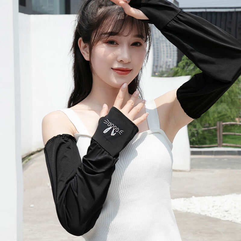 护臂防晒袖套宽松防夏季骑行冰丝开车长款手臂套女新款冰袖细雪之舞