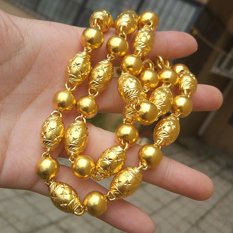 老凤凰同款9金项链大橄榄珠链子男女款送男友不掉色礼物金包银首饰8