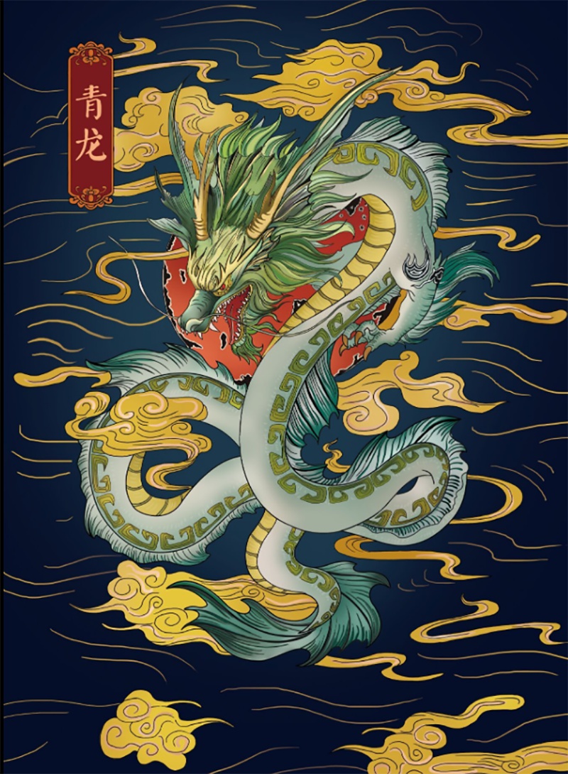 四神兽青龙白虎朱雀玄武手机贴纸金属贴纸装饰贴汽车手机贴四大圣兽