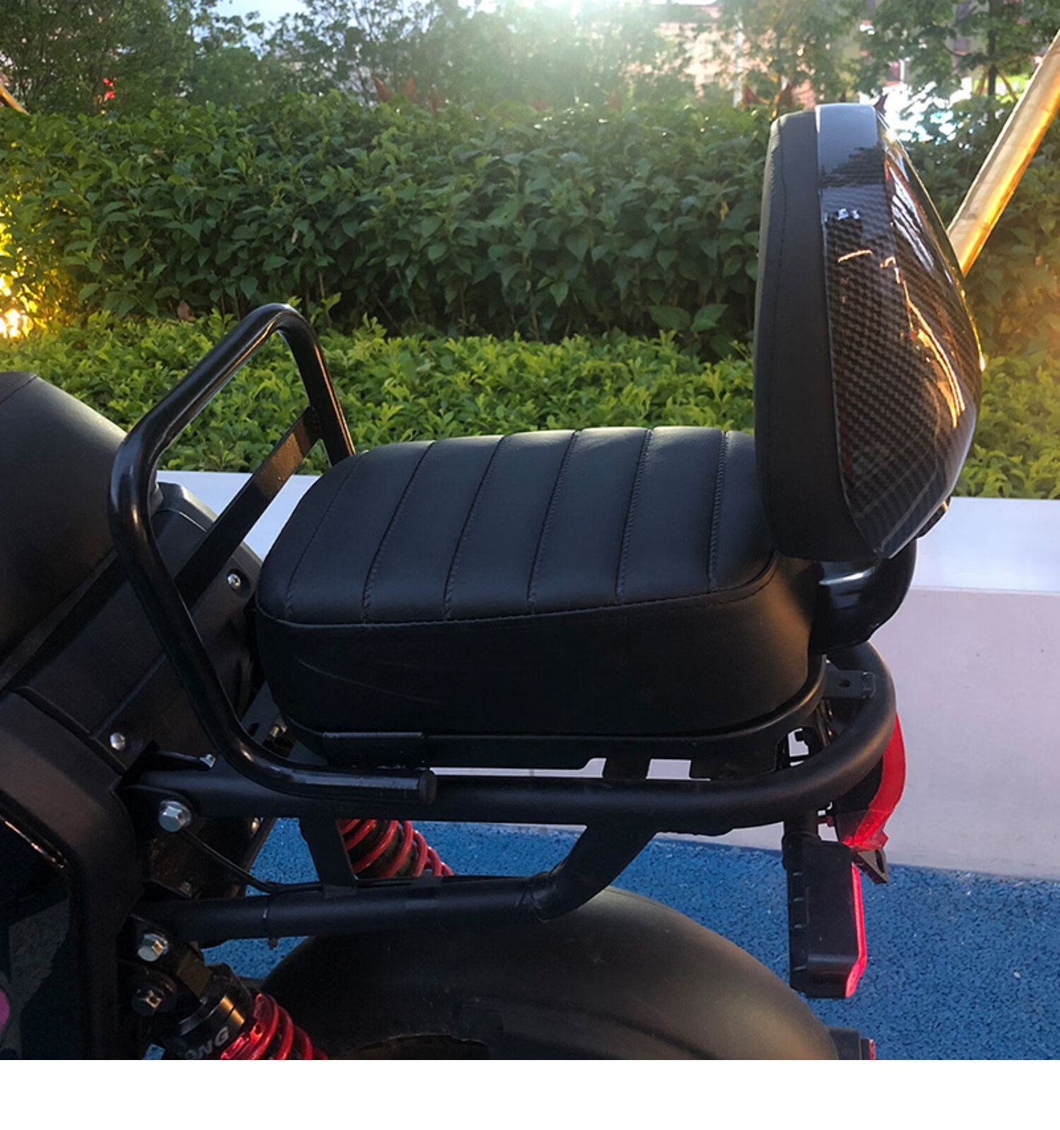 009深远911电动车后坐垫毛毛虫靠背四季星后座垫舒适扶手加宽加厚