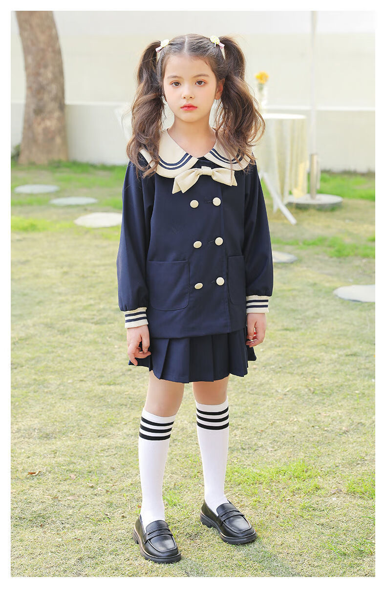 袜校服短裙袜学生舞蹈袜高筒大腿袜2双童袜黑杠白袜35岁全长33厘米