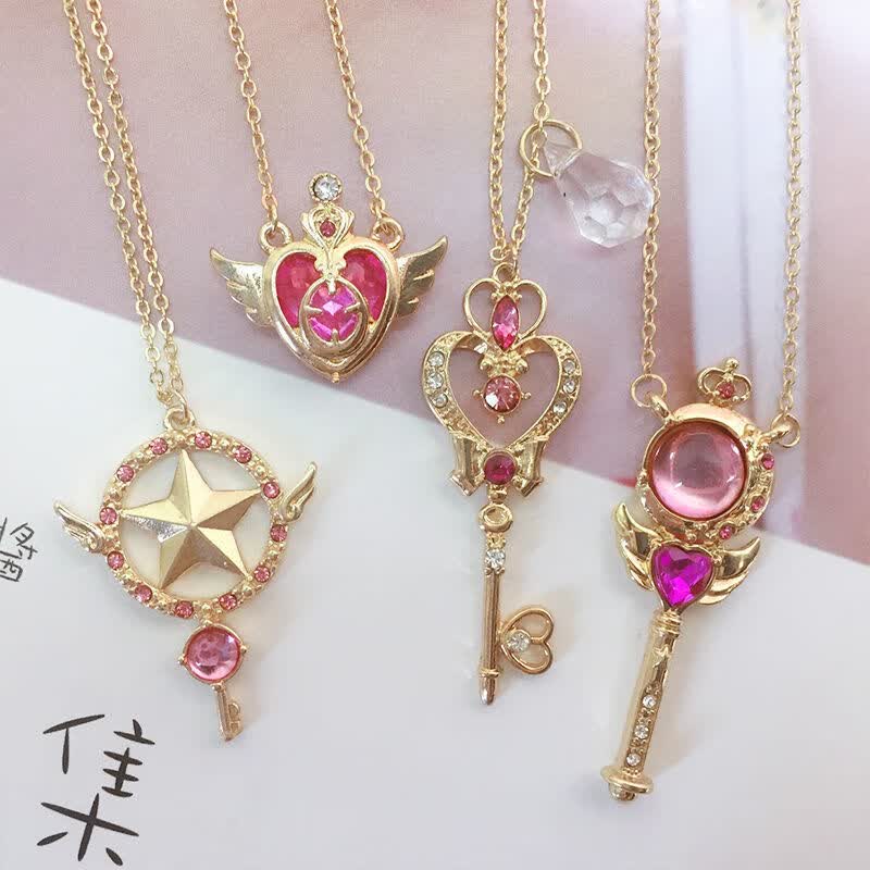 儿童项链女日系小樱变身器项链甜美风满钻宝石星月百搭锁骨链sn2961美