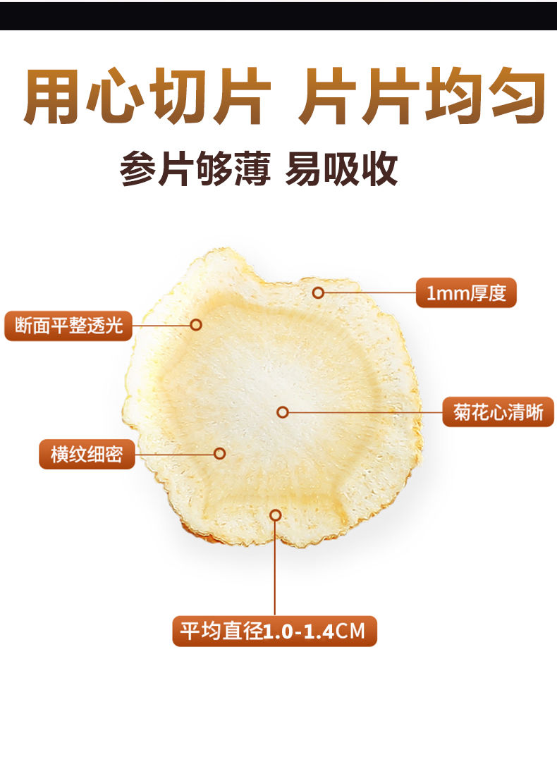 润华年 西洋参切片含片泡水花旗参片125g250g500g忒级整新疆西藏专链