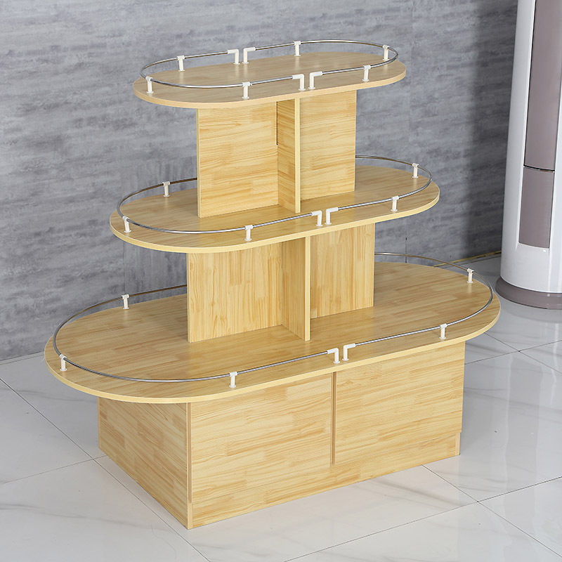 超市货架中岛柜超市椭圆母婴货架化妆品展示柜促销台柜台展示台圆形