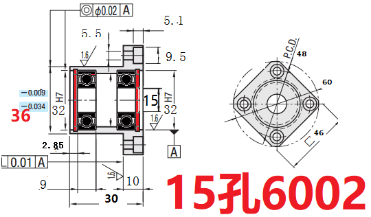定制轴承座带座轴承孔径15法兰固定座6802690260026202zz253035铝制