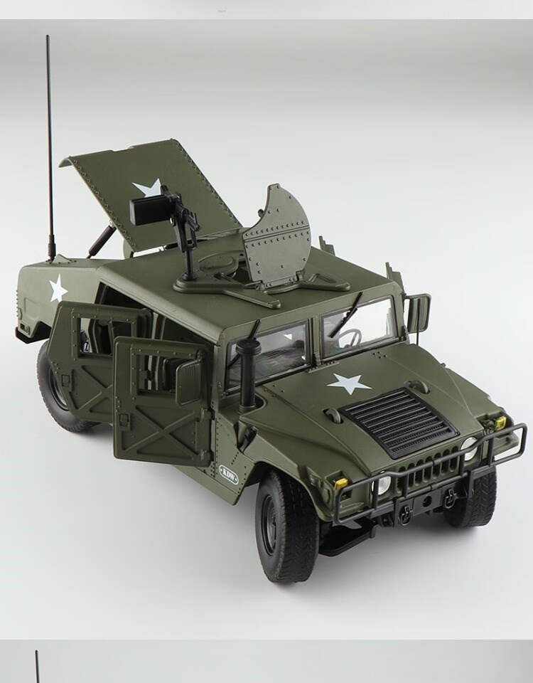 生日礼物1/18大号开门合金悍马h1军事战车军车越野吉普车汽车模型玩具