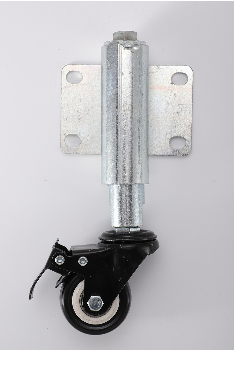 3寸大门减震弹簧轮高低可伸缩万向轮子推拉铁门升降脚轮滑轮防震hxm