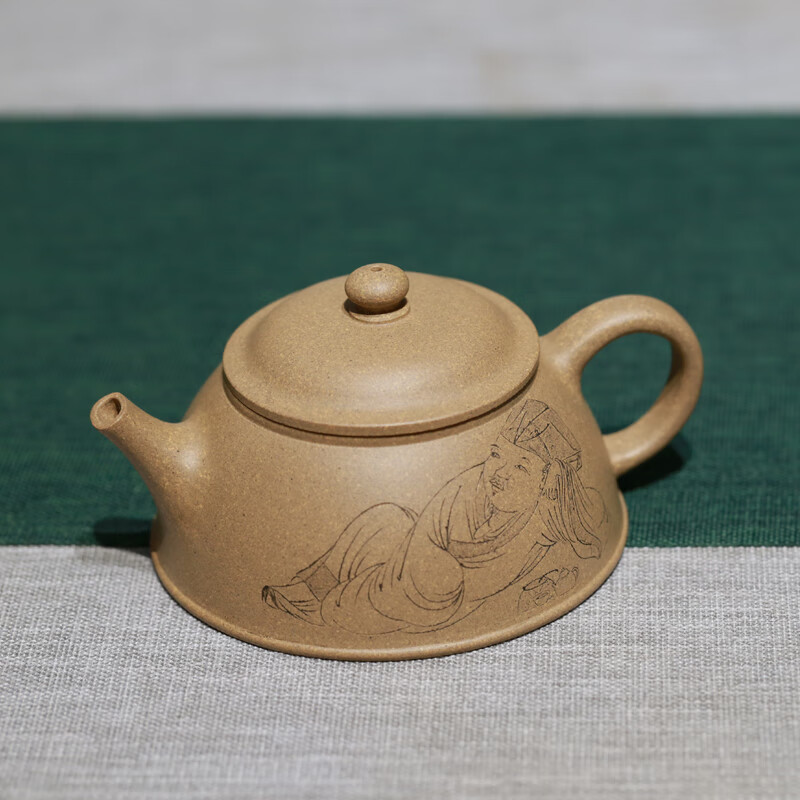 德轩堂宜兴陶刻绘名家张重庆紫砂壶原矿段泥宋式人物风格画文人家用