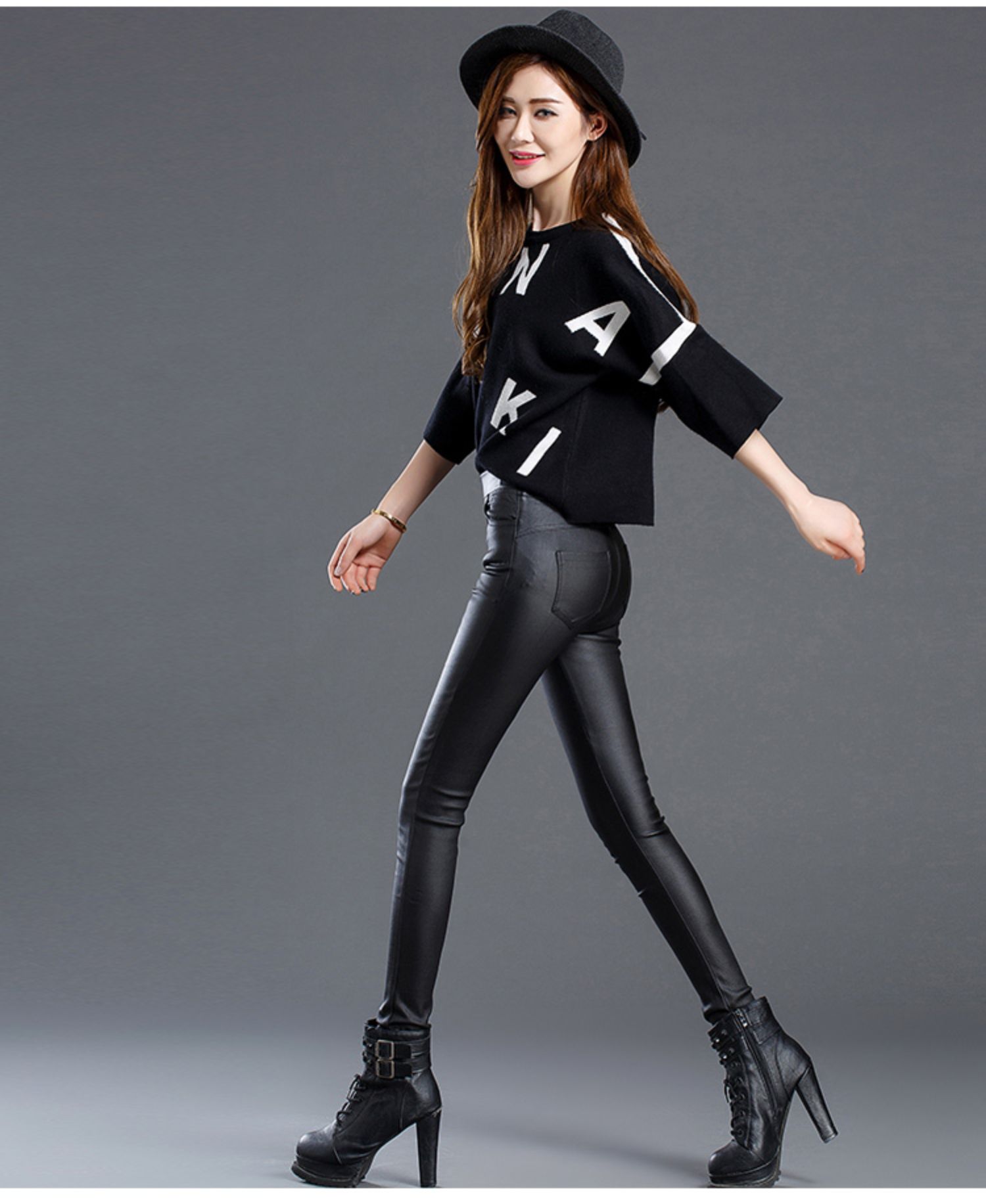 雅鹿加绒皮裤女秋冬加绒加厚高腰皮裤女外穿长裤2021新款哑光磨砂紧身