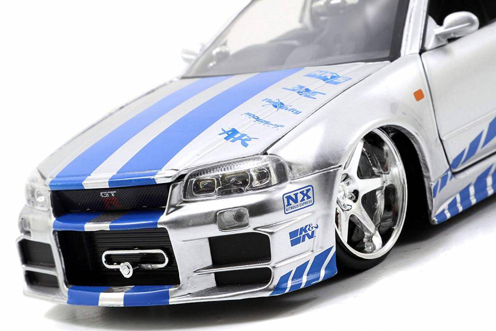 24速度與激情日系天際線gtr-r34 合金汽車模型蚊車改裝 1:24gtr r35