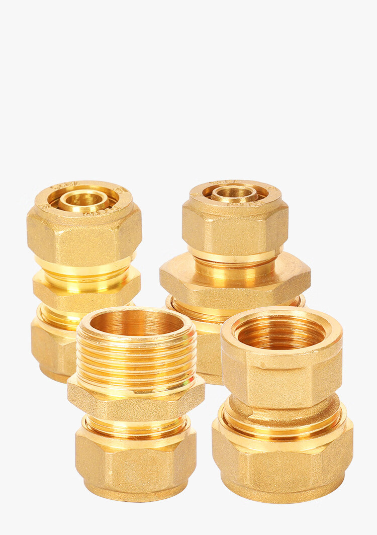 全铜铝塑管直接接头外牙内丝等径异径1216热水管配件加厚地暖管件1216