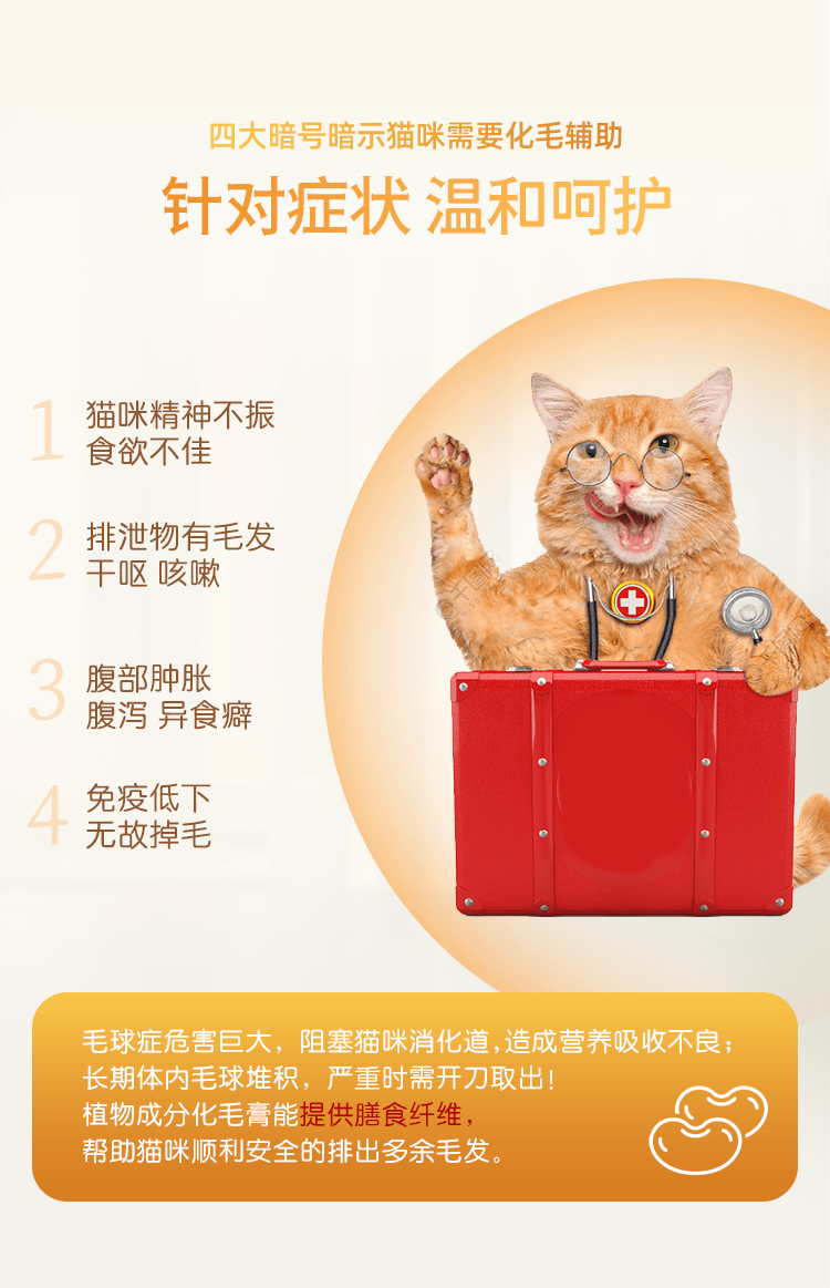 西班牙uranovet优莱猫咪化毛膏50g猫咪多种微量元素去毛球营养膏维生素去毛吐毛化毛含牛磺酸猫用化毛膏