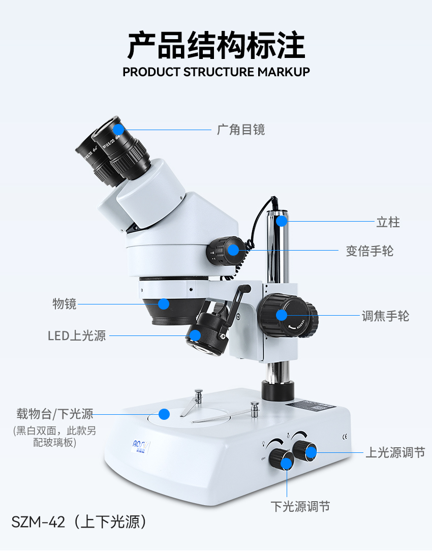 奥斯微aosvi双目体视显微镜体式手机维修光学放大镜光学显微镜连续变