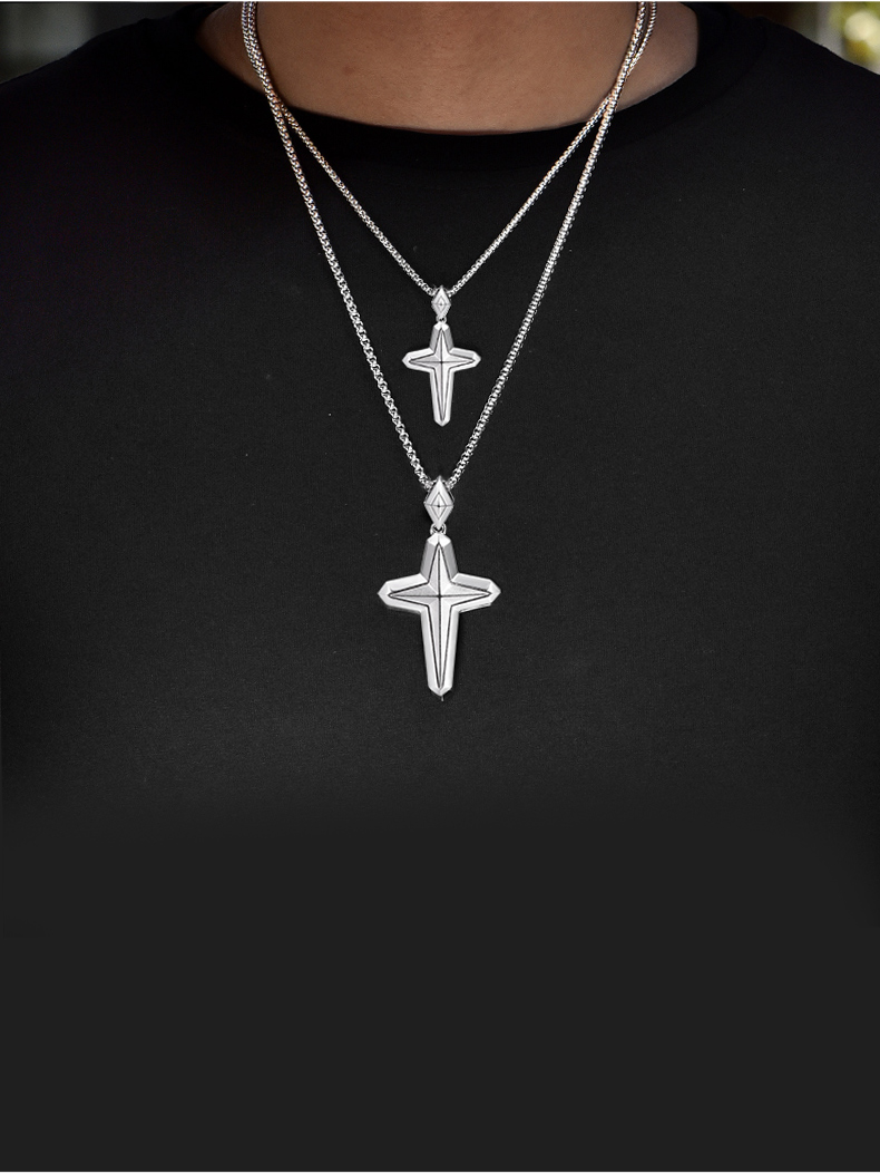 纪思梵高端珠宝品牌银十字架项链男士潮流感个性百搭吊坠520情人节