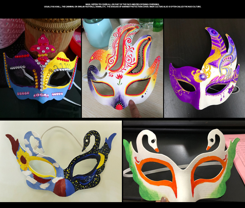 万圣节面具儿童京剧全脸脸谱diy手工制作手绘白色马勺画空白狐狸套装i