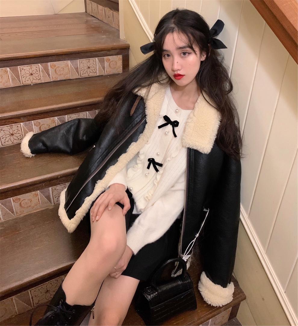 邻家女孩爱漂亮衣服很仙的温柔风蝴蝶结针织开衫女短款2021早秋季新款