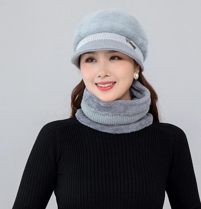 唯姿秀中老年人帽子女士冬季加绒保暖妈妈婆婆毛线帽出行防寒针织帽子