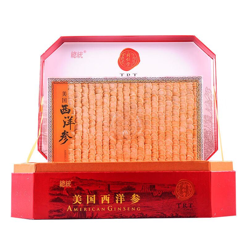 北京同仁堂总统牌西洋参切片礼盒装花旗参片200g2