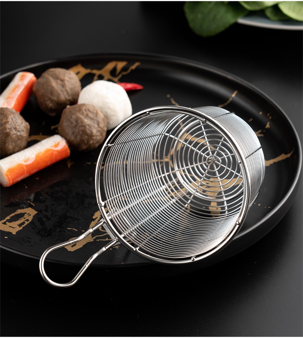 onlycook 304不锈钢火锅漏勺 带挂钩猪脑勺子捞勺锅边涮肉挂滤网神器